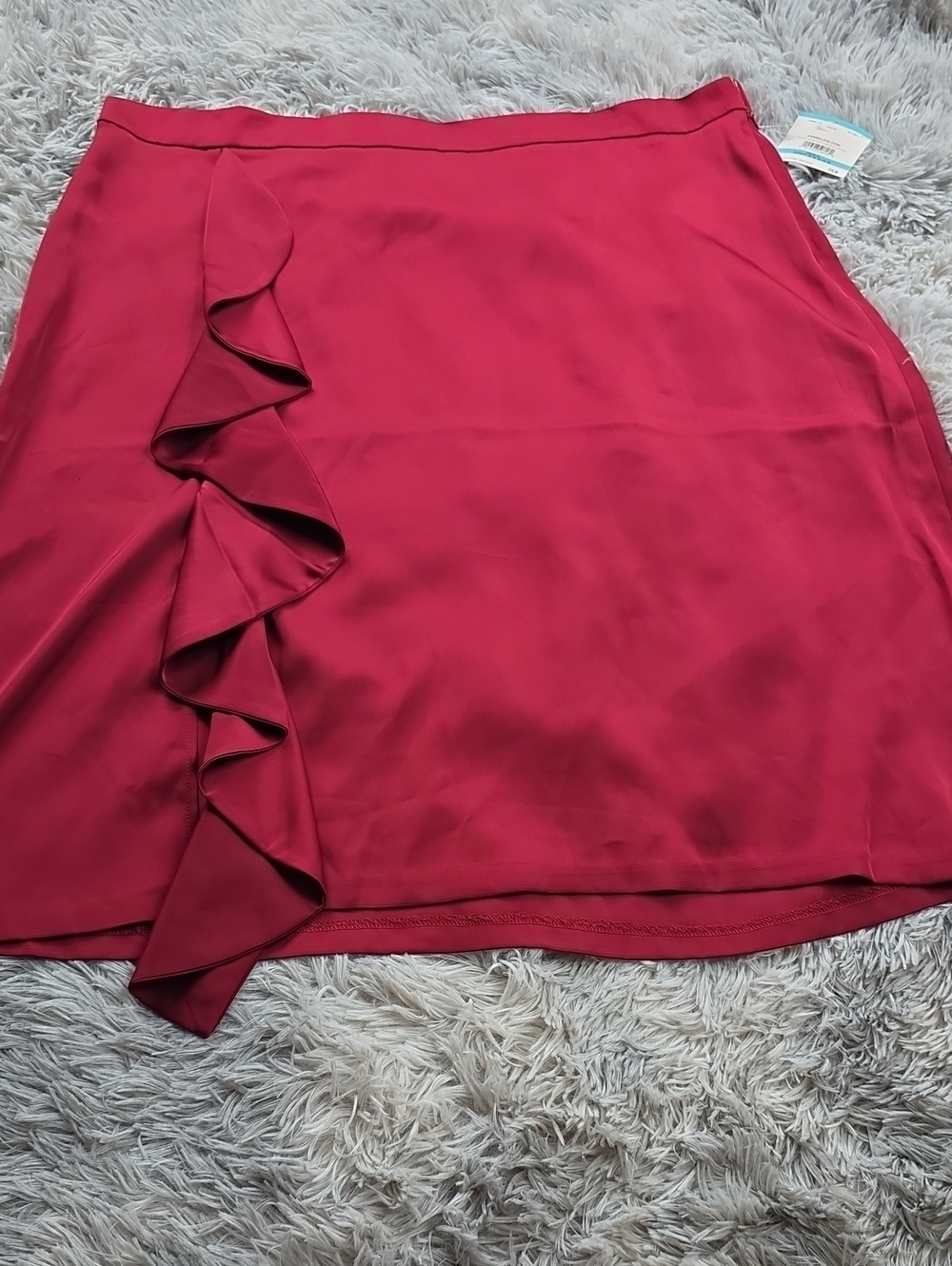 Anne Klein Formal burgundy skirt with a front ruffle.